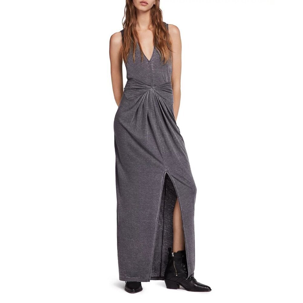 AllSaints Elke Grey Tie Detail Sleeveless Maxi Dress 26243